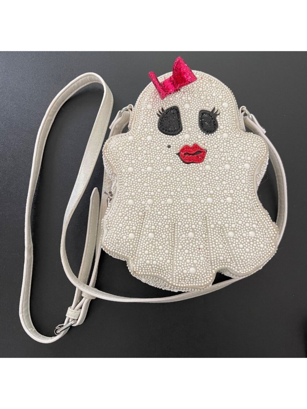 Betsey Johnson Womens Ghost Crossbody Bag Size Small Beaded Halloween Kitsch